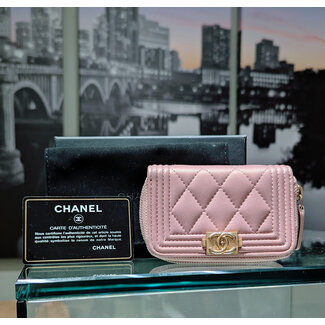 Wallet Chanel Coin Purse Pink With Box & Card 125105037
