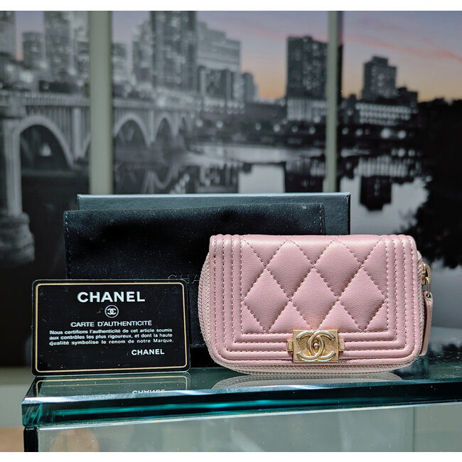 Wallet Chanel Coin Purse Pink With Box & Card 125105037