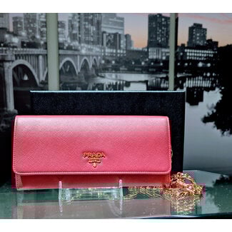 Handbag Prada Saffiano Wallet On Chain Pink Leather 125105042
