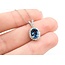 Pendant Halo 0.17ctw Round Diamonds 1.5ct London Blue Topaz 10kw .6x.4" 18" 1.84g 125090049
