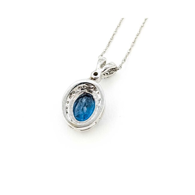 Pendant Halo 0.17ctw Round Diamonds 1.5ct London Blue Topaz 10kw .6x.4" 18" 1.84g 125090049