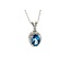 Pendant Halo 0.17ctw Round Diamonds 1.5ct London Blue Topaz 10kw .6x.4" 18" 1.84g 125090049