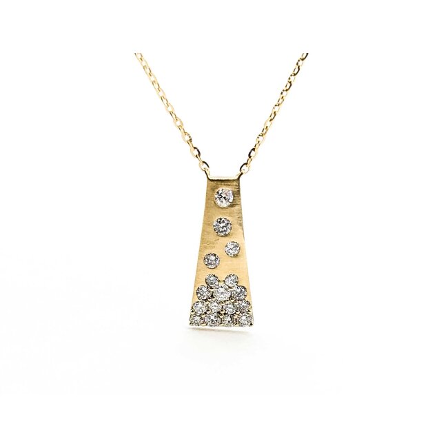 Necklace Bar 0.25ctw Round Diamonds 14ky .55x.25" 16-17-18" 1.73g 125090039