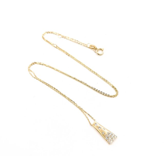 Necklace Bar 0.25ctw Round Diamonds 14ky .55x.25" 16-17-18" 1.73g 125090039