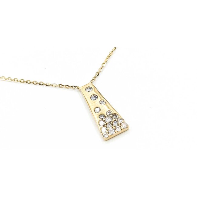 Necklace Bar 0.25ctw Round Diamonds 14ky .55x.25" 16-17-18" 1.73g 125090039