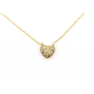 Necklace Heart 0.13ctw Round Diamonds 14ky .25x.25" 15-16-17" 1.36g 125090041