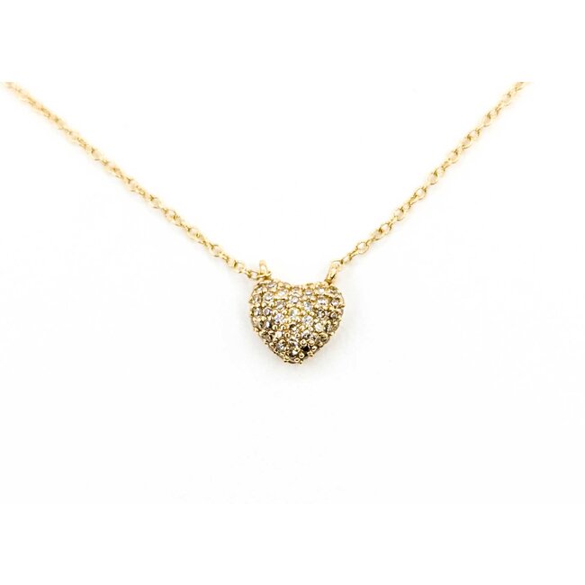 Necklace Heart 0.13ctw Round Diamonds 14ky .25x.25" 15-16-17" 1.36g 125090041