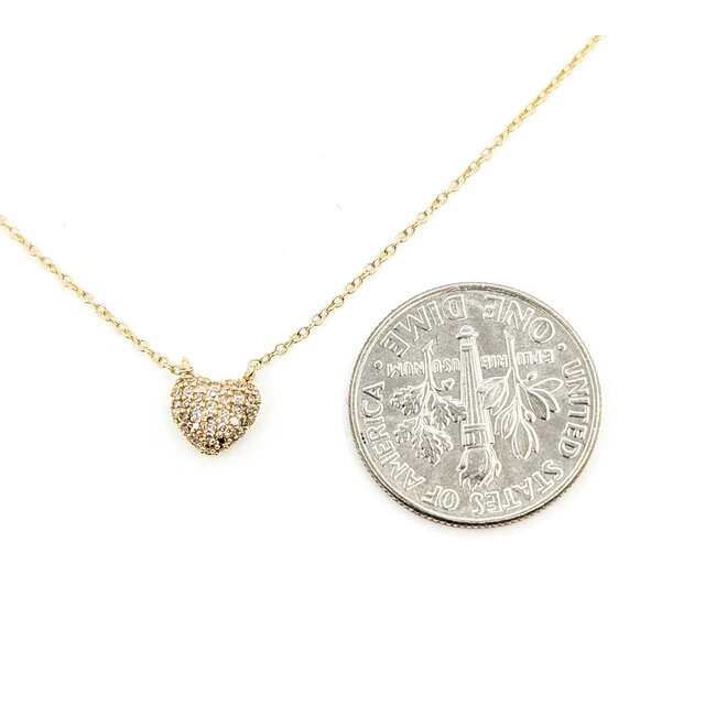 Necklace Heart 0.13ctw Round Diamonds 14ky .25x.25" 15-16-17" 1.36g 125090041
