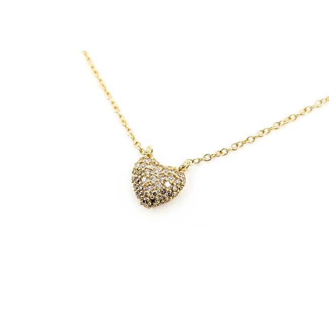 Necklace Heart 0.13ctw Round Diamonds 14ky .25x.25" 15-16-17" 1.36g 125090041