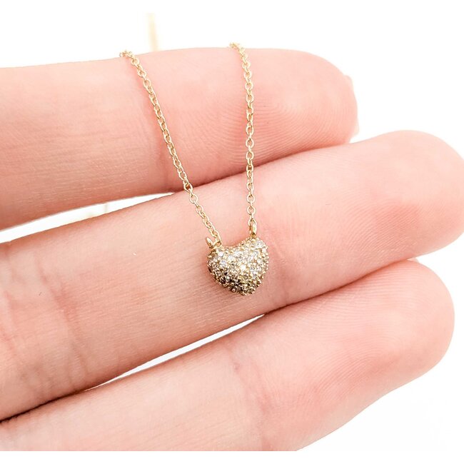 Necklace Heart 0.13ctw Round Diamonds 14ky .25x.25" 15-16-17" 1.36g 125090041