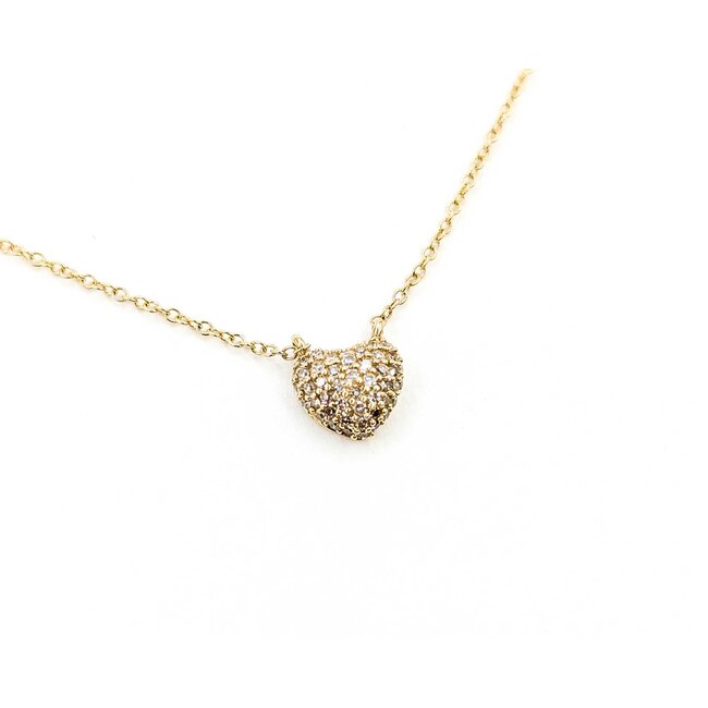 Necklace Heart 0.13ctw Round Diamonds 14ky .25x.25" 15-16-17" 1.36g 125090041