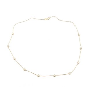 Necklace Station 1ctw Round Diamonds 14ky 4.2mm 15.5-16.5-17.5" 3.01g 125090040