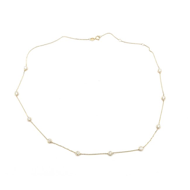Necklace Station 1ctw Round Diamonds 14ky 4.2mm 15.5-16.5-17.5" 3.01g 125090040