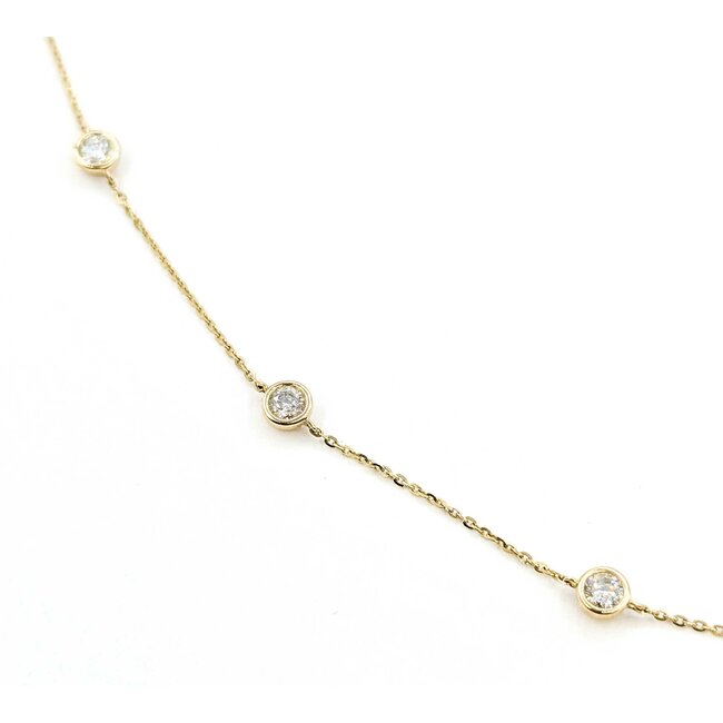 Necklace Station 1ctw Round Diamonds 14ky 4.2mm 15.5-16.5-17.5" 3.01g 125090040