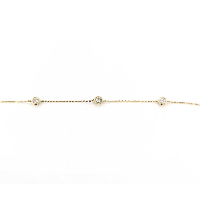 Necklace Station 1ctw Round Diamonds 14ky 4.2mm 15.5-16.5-17.5" 3.01g 125090040