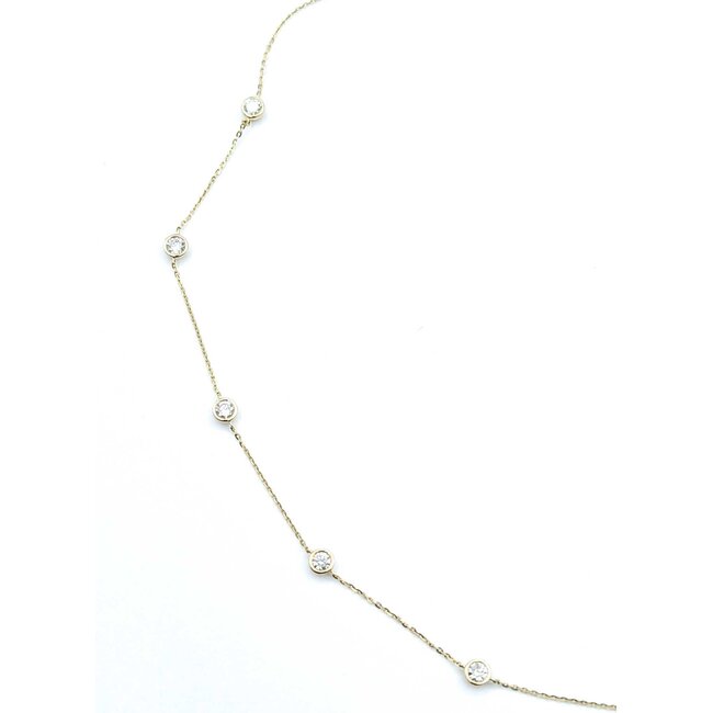 Necklace Station 1ctw Round Diamonds 14ky 4.2mm 15.5-16.5-17.5" 3.01g 125090040