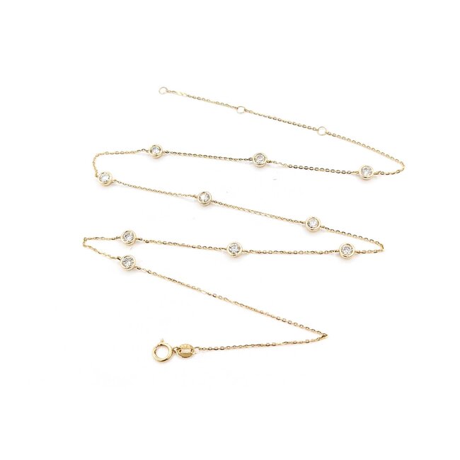 Necklace Station 1ctw Round Diamonds 14ky 4.2mm 15.5-16.5-17.5" 3.01g 125090040