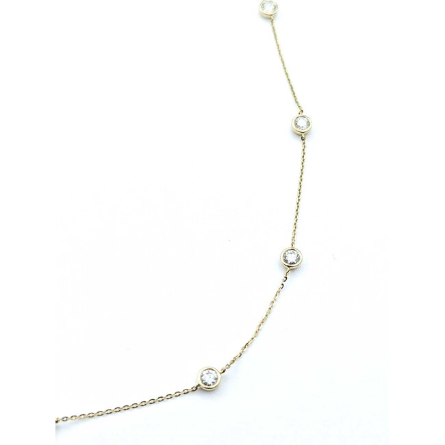 Necklace Station 1ctw Round Diamonds 14ky 4.2mm 15.5-16.5-17.5" 3.01g 125090040