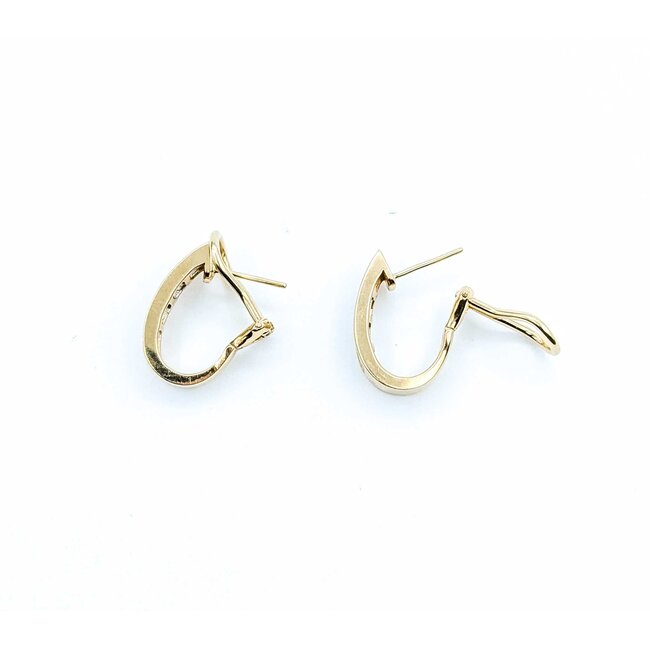 Earrings J Hoop Omega Back 1.20ctw Princess Diamonds 14ky .6x.2" 5.10g 125090011