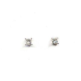 Earrings Stud Screw Back .80ctw Princess Diamonds 14kw 4.2mm 1.11g 125100004