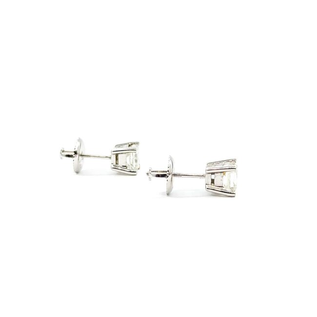 Earrings Stud Screw Back .80ctw Princess Diamonds 14kw 4.2mm 1.11g 125100004