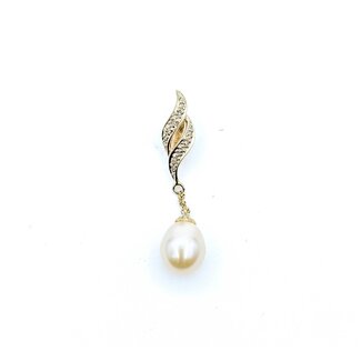 Pendant Round Single Cut Diamonds 11x9mm Pearl 18ky 41x9.5mm 2.33g 225080071