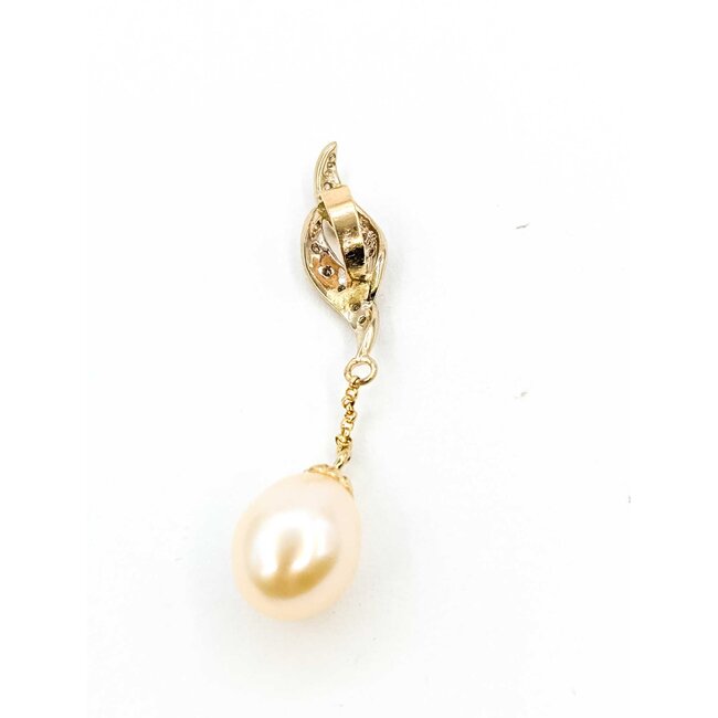 Pendant Round Single Cut Diamonds 11x9mm Pearl 18ky 41x9.5mm 2.33g 225080071