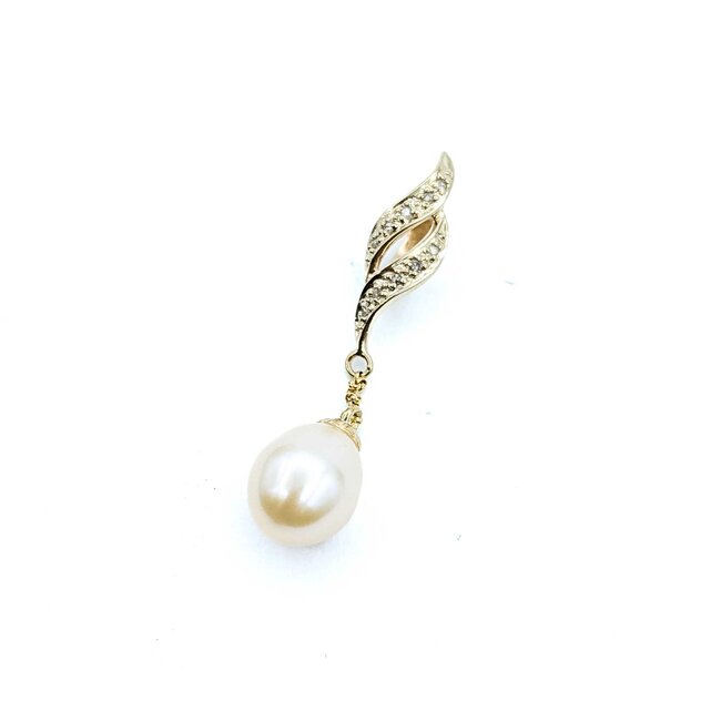 Pendant Round Single Cut Diamonds 11x9mm Pearl 18ky 41x9.5mm 2.33g 225080071