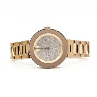 Watch Movado Bold Crystal Rose Tone 32mm Stainless Steel 7" Box & Papers 224116000