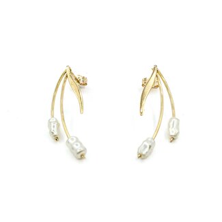 Earrings Drop Rice Pearls 14ky 1.39g 225050041