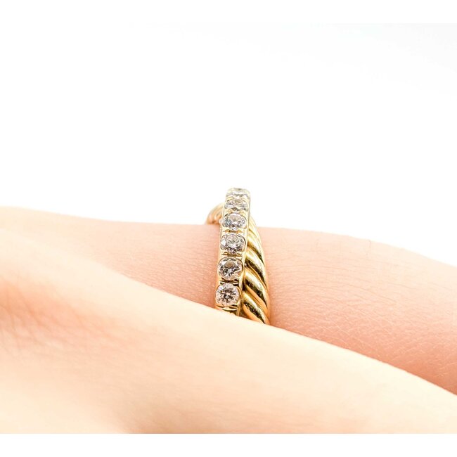 Ring David Yurman Crossover 2-Band .25ctw Round Diamonds 18ky Sz5 5.2g 125090031