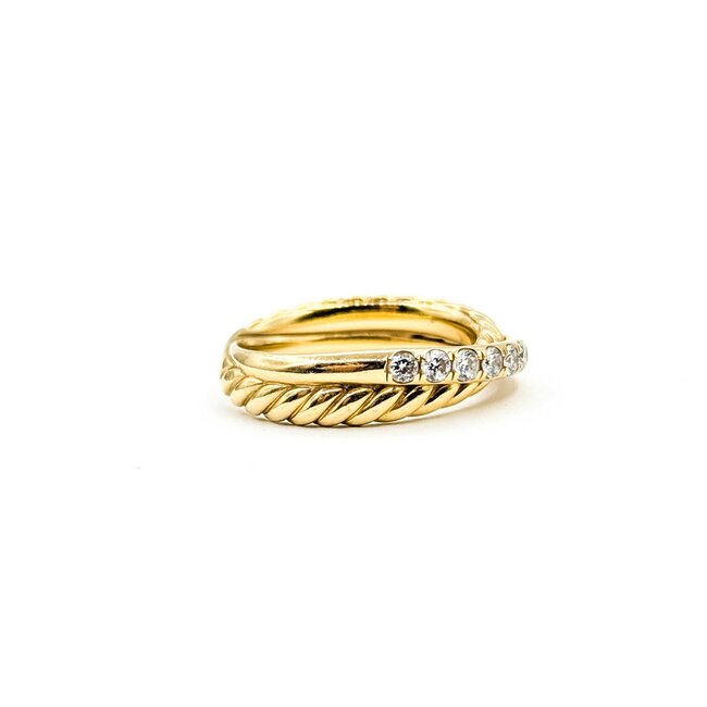 Ring David Yurman Crossover 2-Band .25ctw Round Diamonds 18ky Sz5 5.2g 125090031