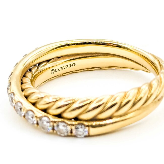 Ring David Yurman Crossover 2-Band .25ctw Round Diamonds 18ky Sz5 5.2g 125090031