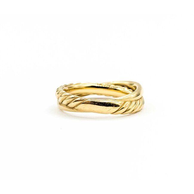 Ring David Yurman Crossover 2-Band .25ctw Round Diamonds 18ky Sz5 5.2g 125090031