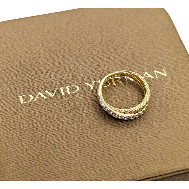 Ring David Yurman Crossover 2-Band .25ctw Round Diamonds 18ky Sz5 5.2g 125090031