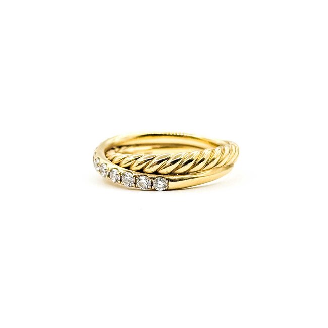 Ring David Yurman Crossover 2-Band .25ctw Round Diamonds 18ky Sz5 5.2g 125090031