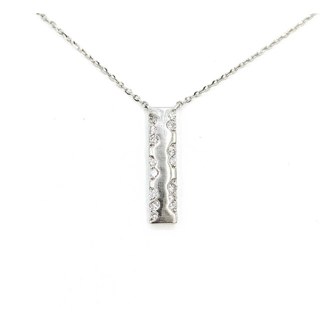 Necklace Bar 0.2ctw Round Diamonds 14kw .75x.2" 15.5-16.5-17.5" 1.96g 125090038