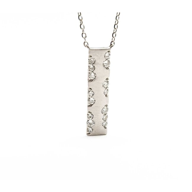 Necklace Bar 0.2ctw Round Diamonds 14kw .75x.2" 15.5-16.5-17.5" 1.96g 125090038