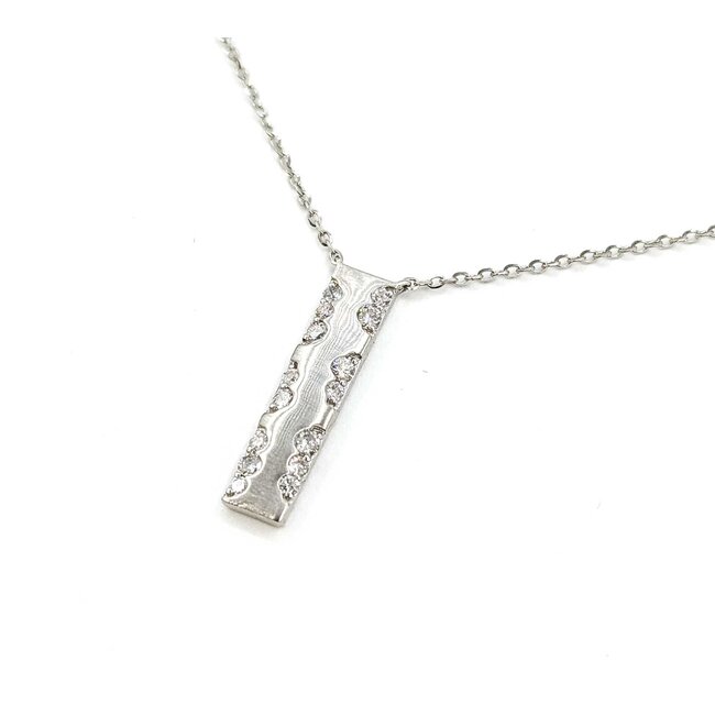 Necklace Bar 0.2ctw Round Diamonds 14kw .75x.2" 15.5-16.5-17.5" 1.96g 125090038