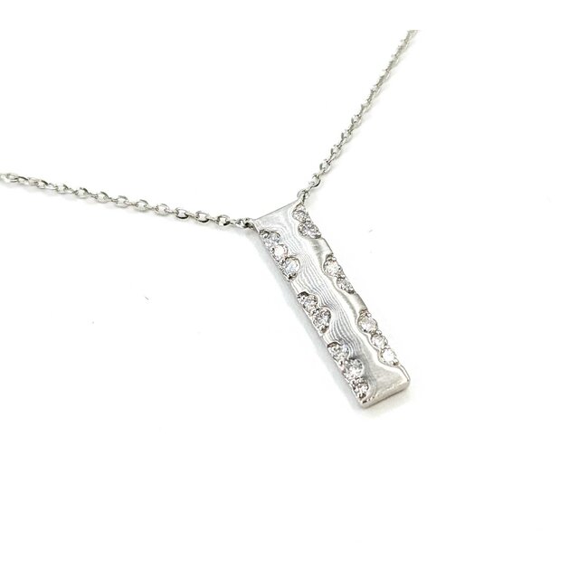 Necklace Bar 0.2ctw Round Diamonds 14kw .75x.2" 15.5-16.5-17.5" 1.96g 125090038