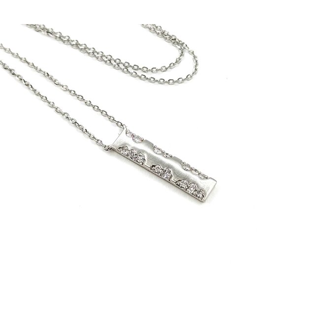 Necklace Bar 0.2ctw Round Diamonds 14kw .75x.2" 15.5-16.5-17.5" 1.96g 125090038