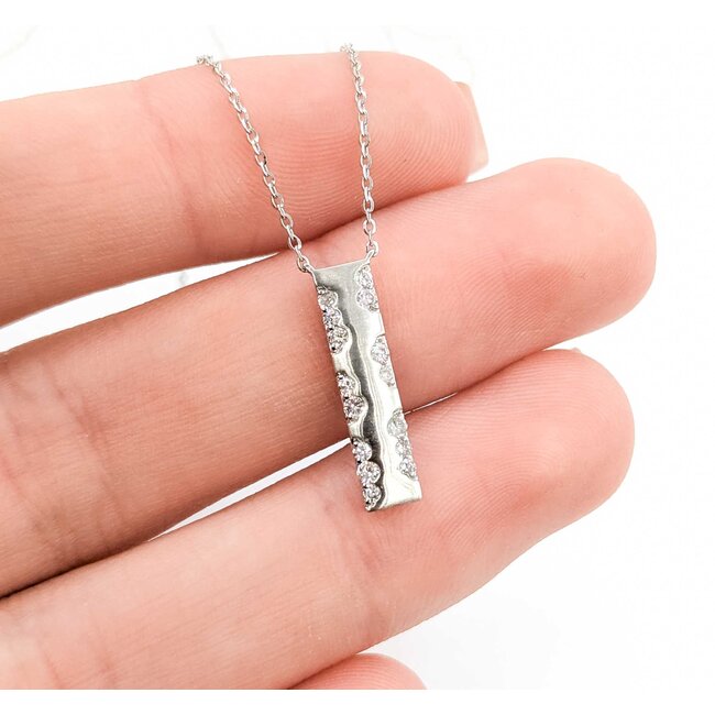 Necklace Bar 0.2ctw Round Diamonds 14kw .75x.2" 15.5-16.5-17.5" 1.96g 125090038