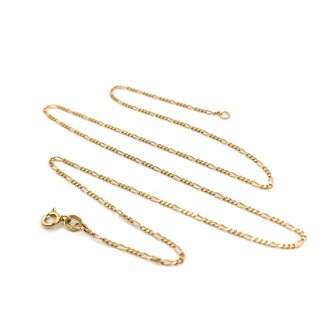 Necklace Figaro Link Spring Clasp 14ky 1.4mm 17" 2.29g 125092024