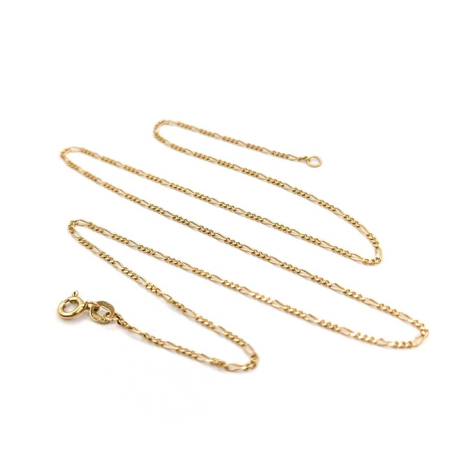 Necklace Figaro Link Spring Clasp 14ky 1.4mm 17" 2.29g 125092024