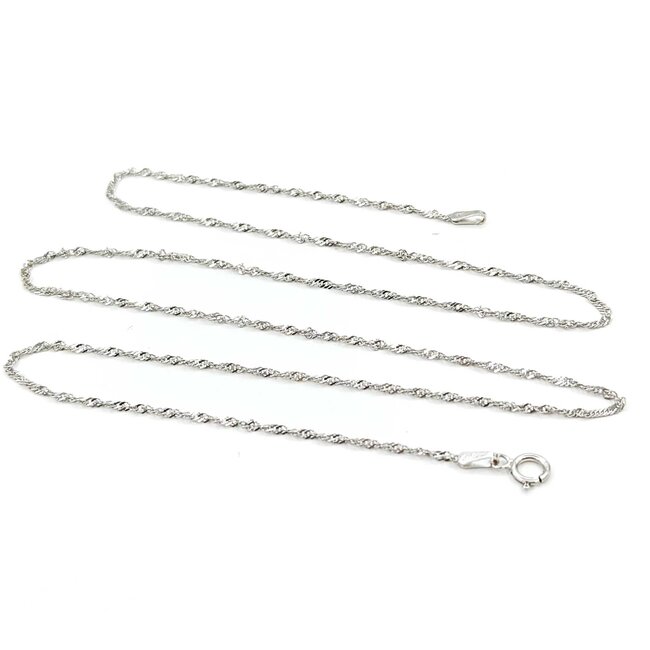 Necklace Rope Link Spring Clasp 14kw 1.3mm 18" 1.26g 125092025