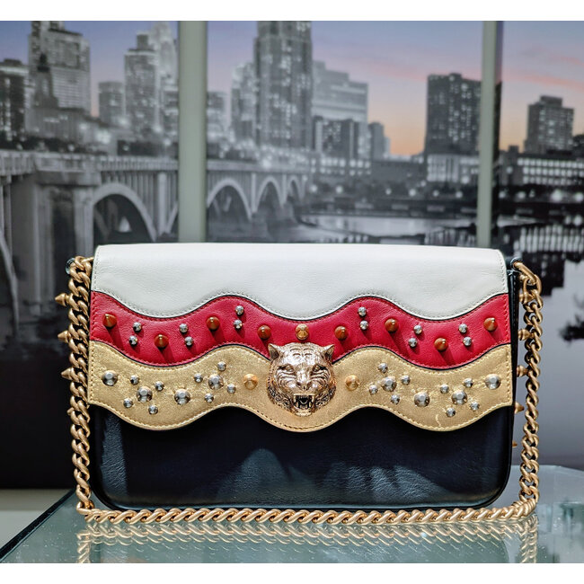 Handbag Louis Vuitton Animalier Nappa Studded Tiger White/Red/Black Leather 125105065