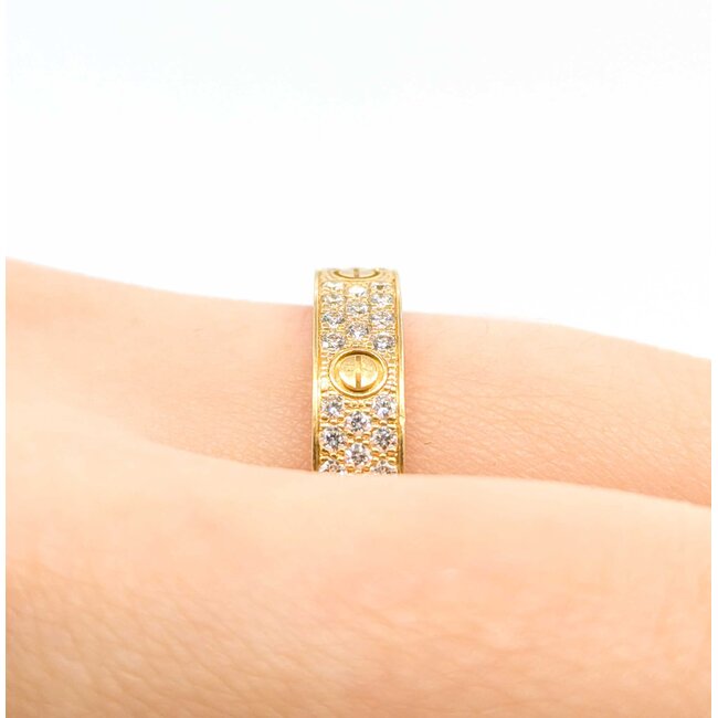 Ring Engagement Cartier Love .31ctw Round Diamonds 18ky 4mm Sz10.75 5.54g 225100099