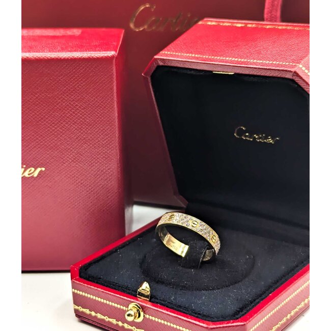 Ring Engagement Cartier Love .31ctw Round Diamonds 18ky 4mm Sz10.75 5.54g 225100099