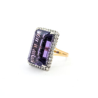 Ring 1.35ctw Round Diamonds 12.5ct Purple Amethyst 14tt 1.05x.75" Sz9 18.01g 225090034