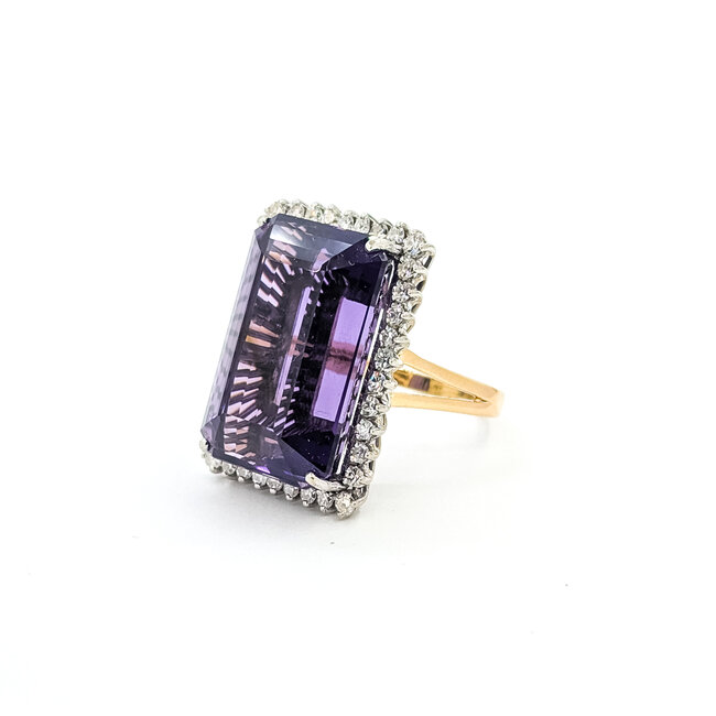 Ring 1.35ctw Round Diamonds 12.5ct Purple Amethyst 14tt 1.05x.75" Sz9 18.01g 225090034